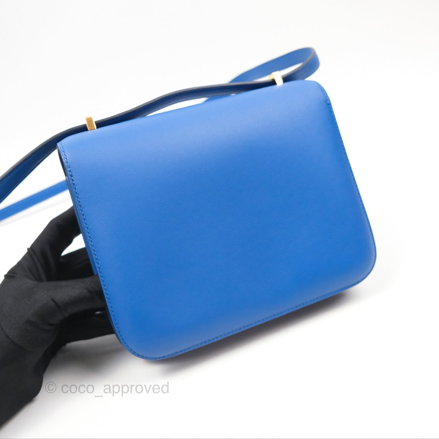 Hermès Constance Mini 18cm Mirror Bleu France 71 Swift Gold Hardware