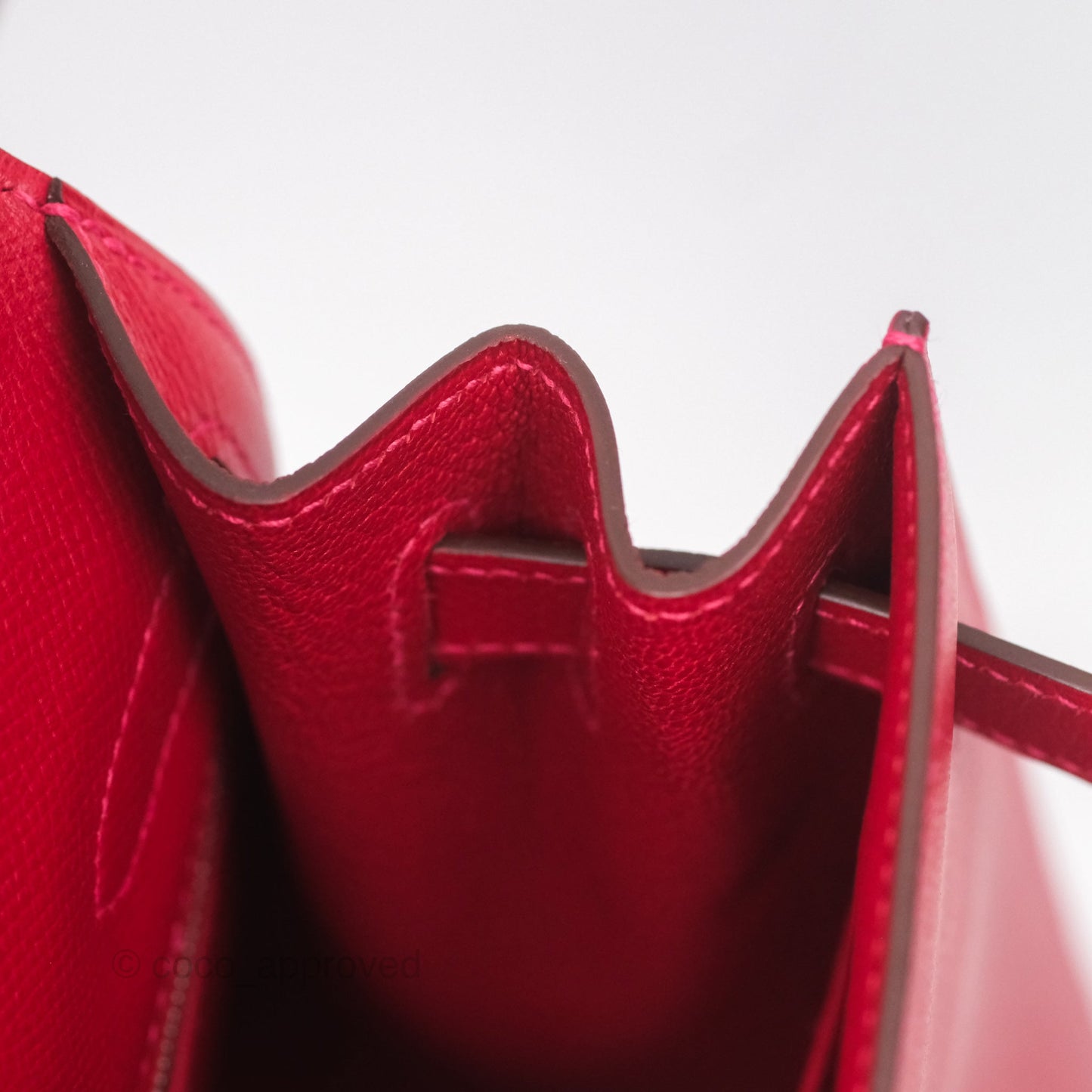 Hermès Kelly 32 Sellier Rouge Casaque Q5 Epsom Palladium Hardware