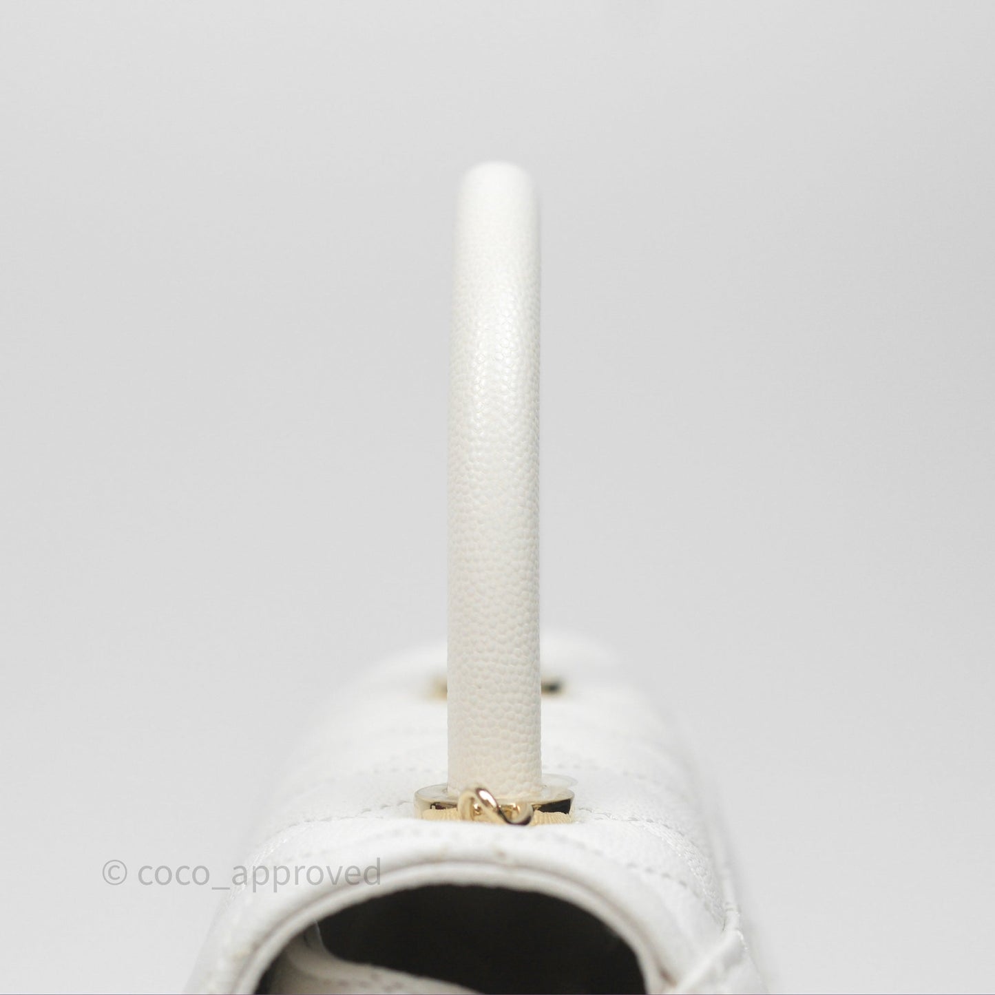 Chanel Small Coco Handle Quilted White Caviar Gold Hardware