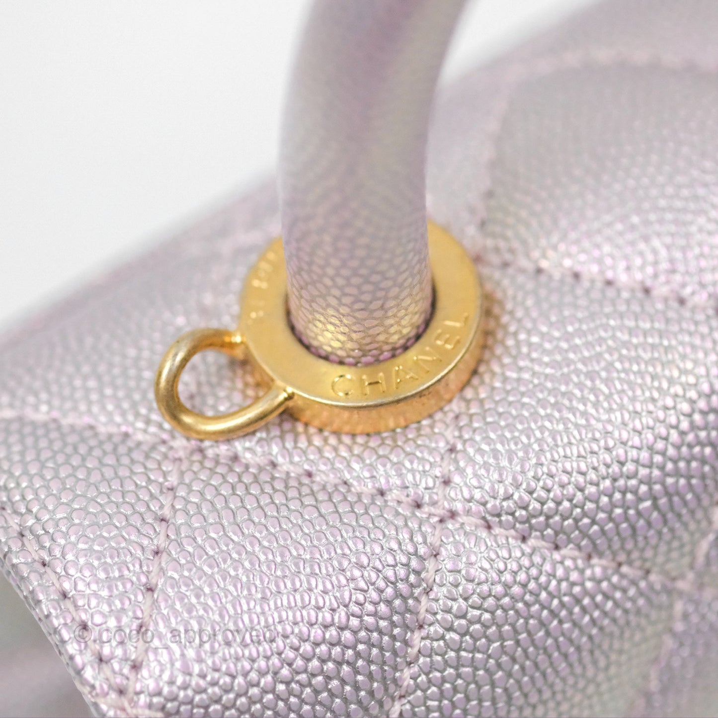 Chanel Mini Coco Handle Quilted Iridescent Purple Caviar Gold Hardware