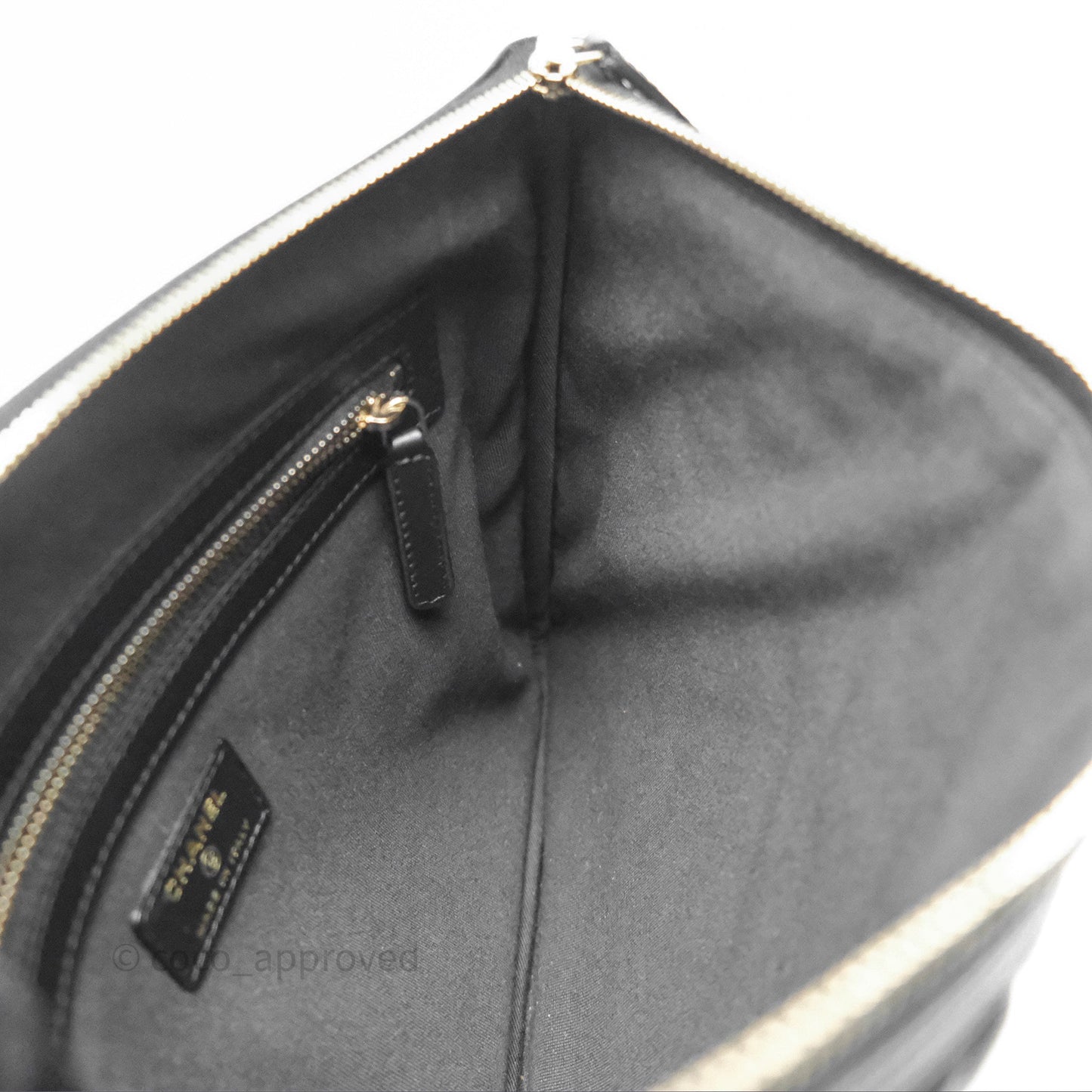 Chanel Medium O Case Boy Black Caviar Gold Hardware