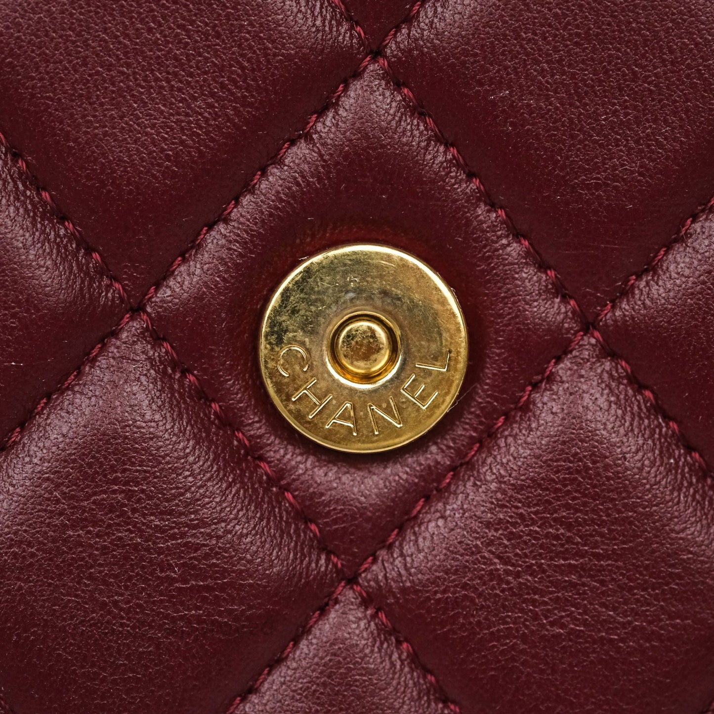 Chanel Mini WOC with CC Chain Burgundy Lambskin Gold Hardware 22K