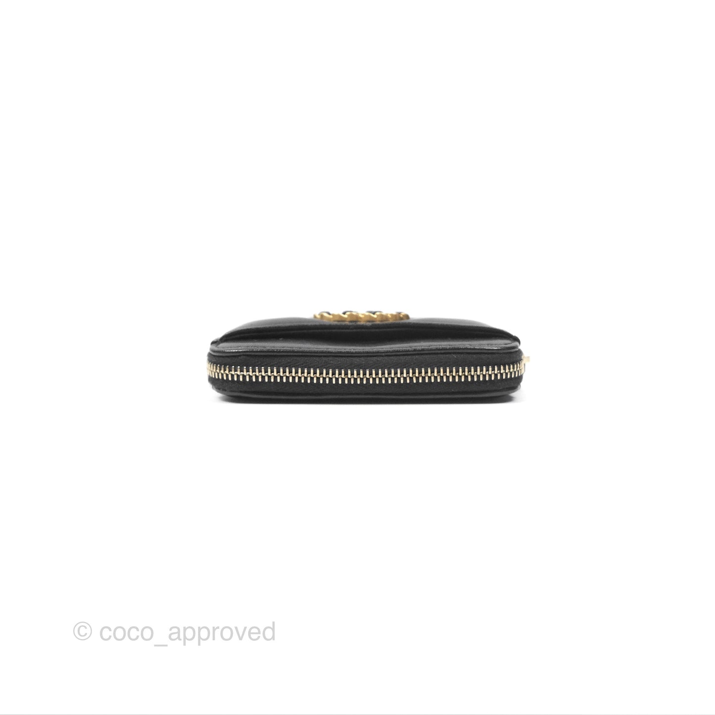 Chanel Quilted Chanel 19 Zip Card Holder Wallet Black Lambskin