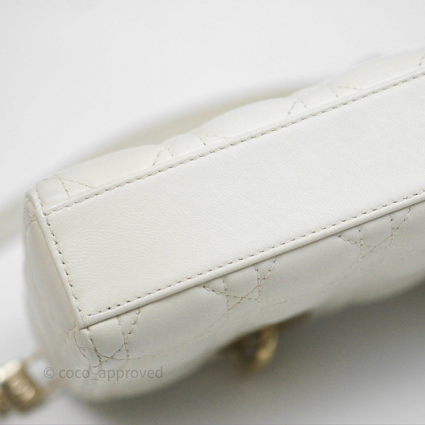 Dior Small Lady D-Joy Bag Ivory White Lambskin Cannage Gold Hardware