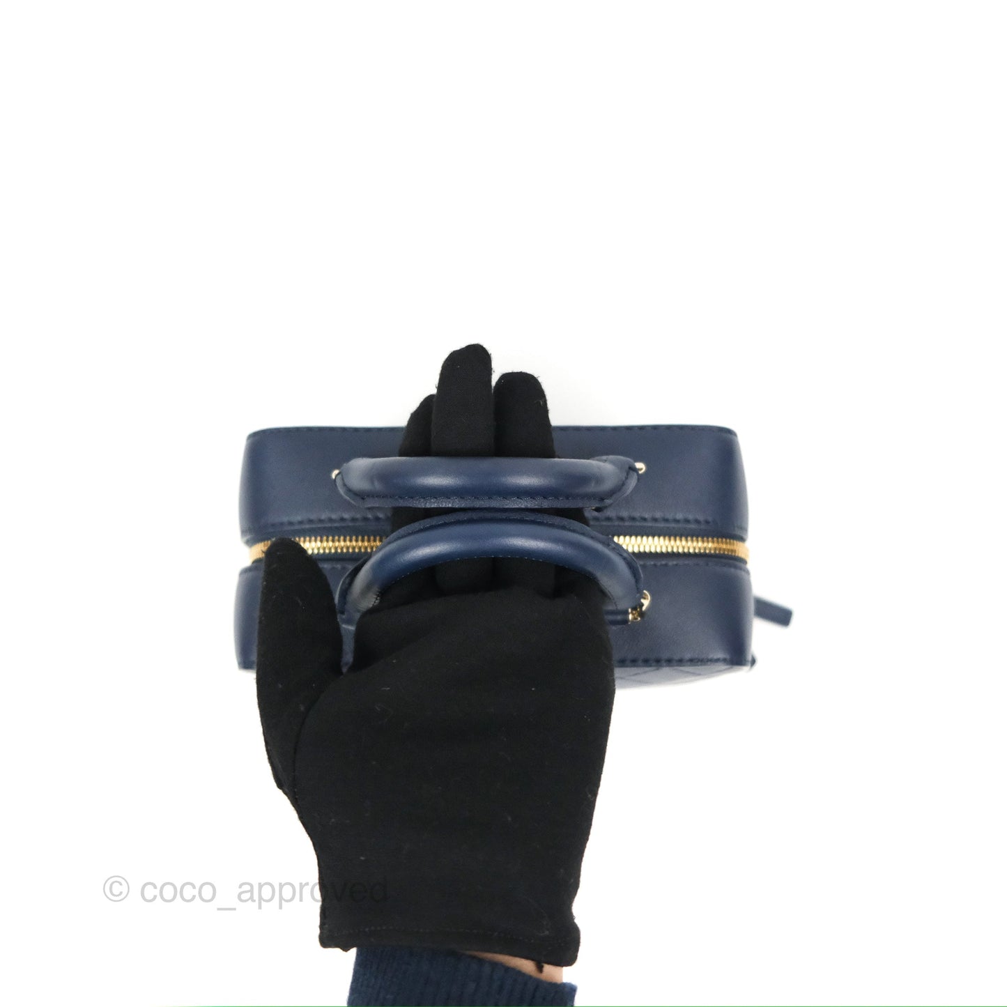 Chanel Quilted Travel Kit Vanity Case Navy Calfskin Gold Hardware