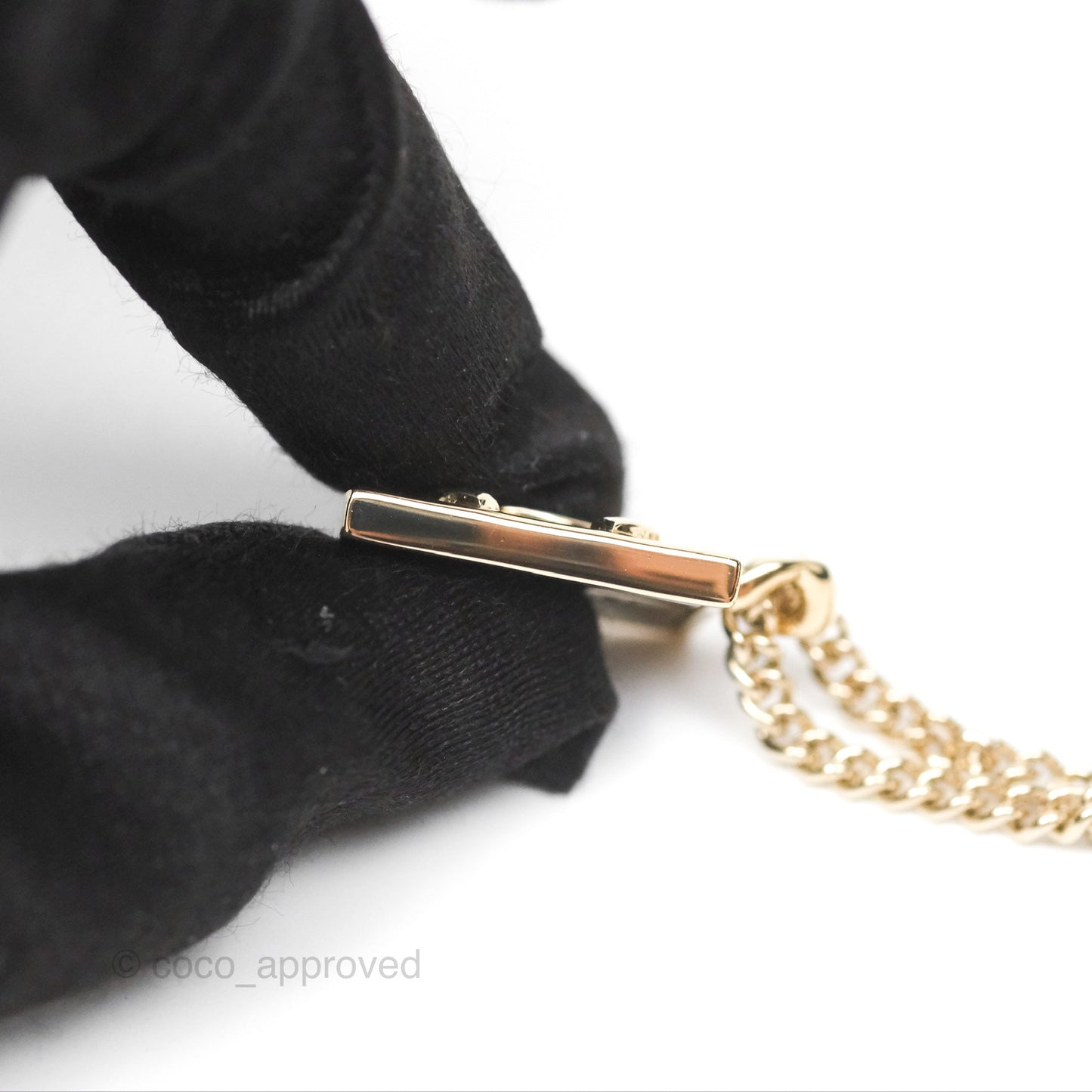 Chanel Square CC Necklace Gold Tone 23B
