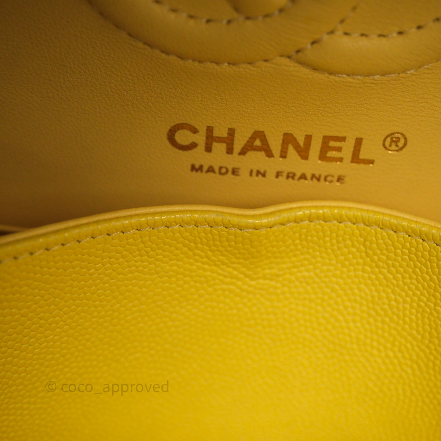 Chanel Small Classic Flap Quilted Yellow Caviar Gold Hardware