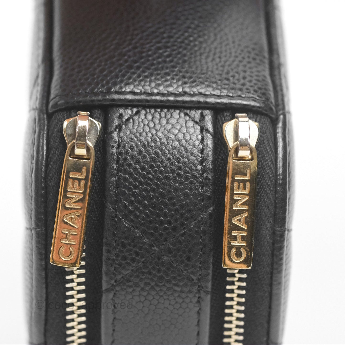 Chanel Mini Round Vanity Bag Handle With Care Black Caviar 22C