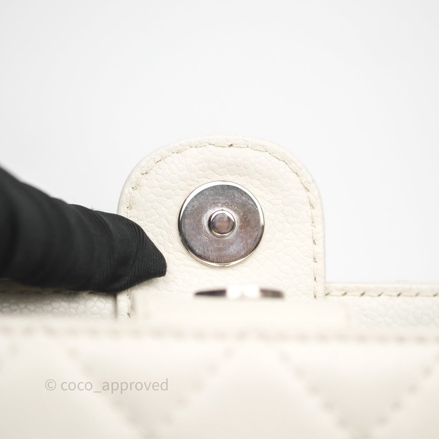 Chanel Vertical GST White Caviar Silver Hardware
