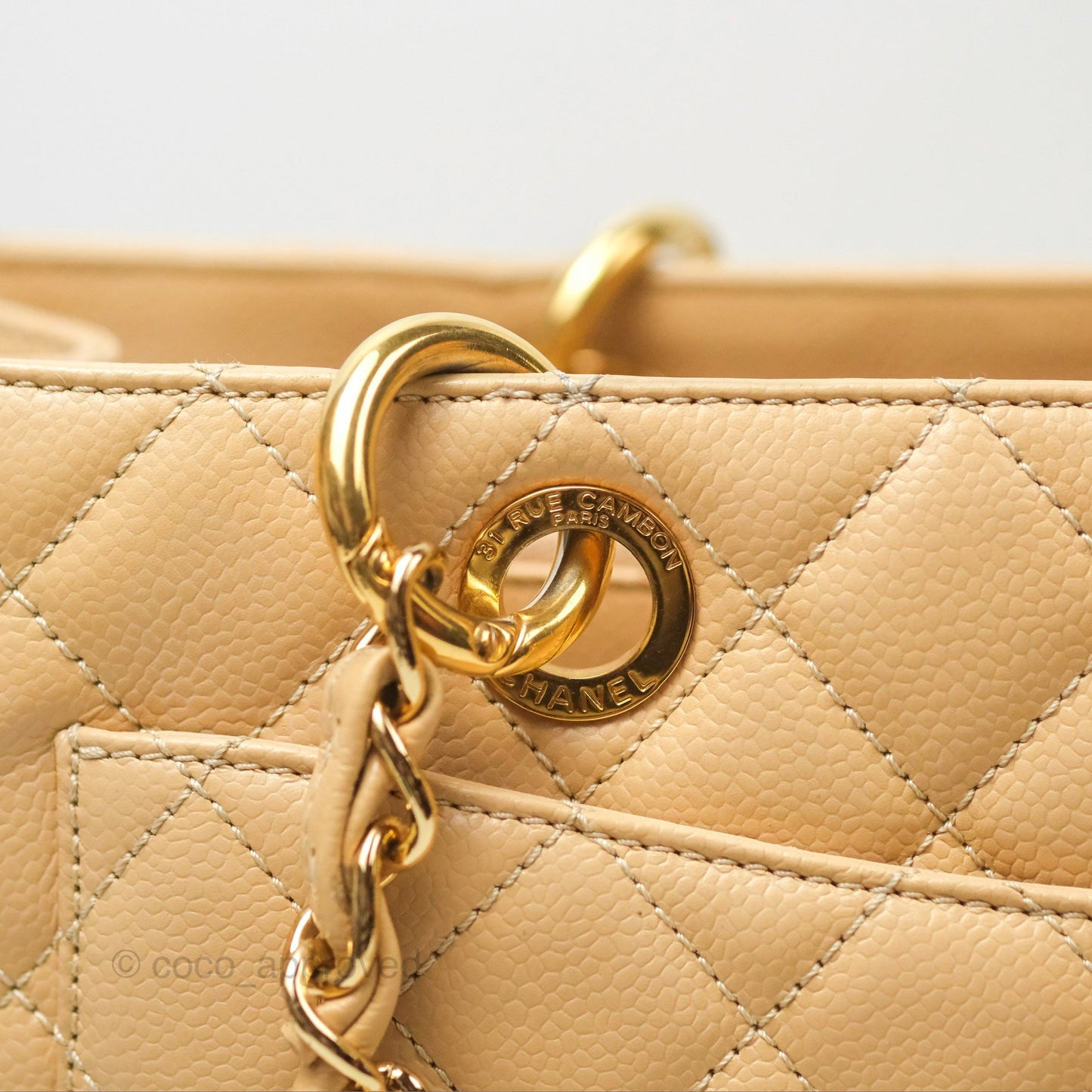 Chanel GST Beige Caviar Gold Hardware