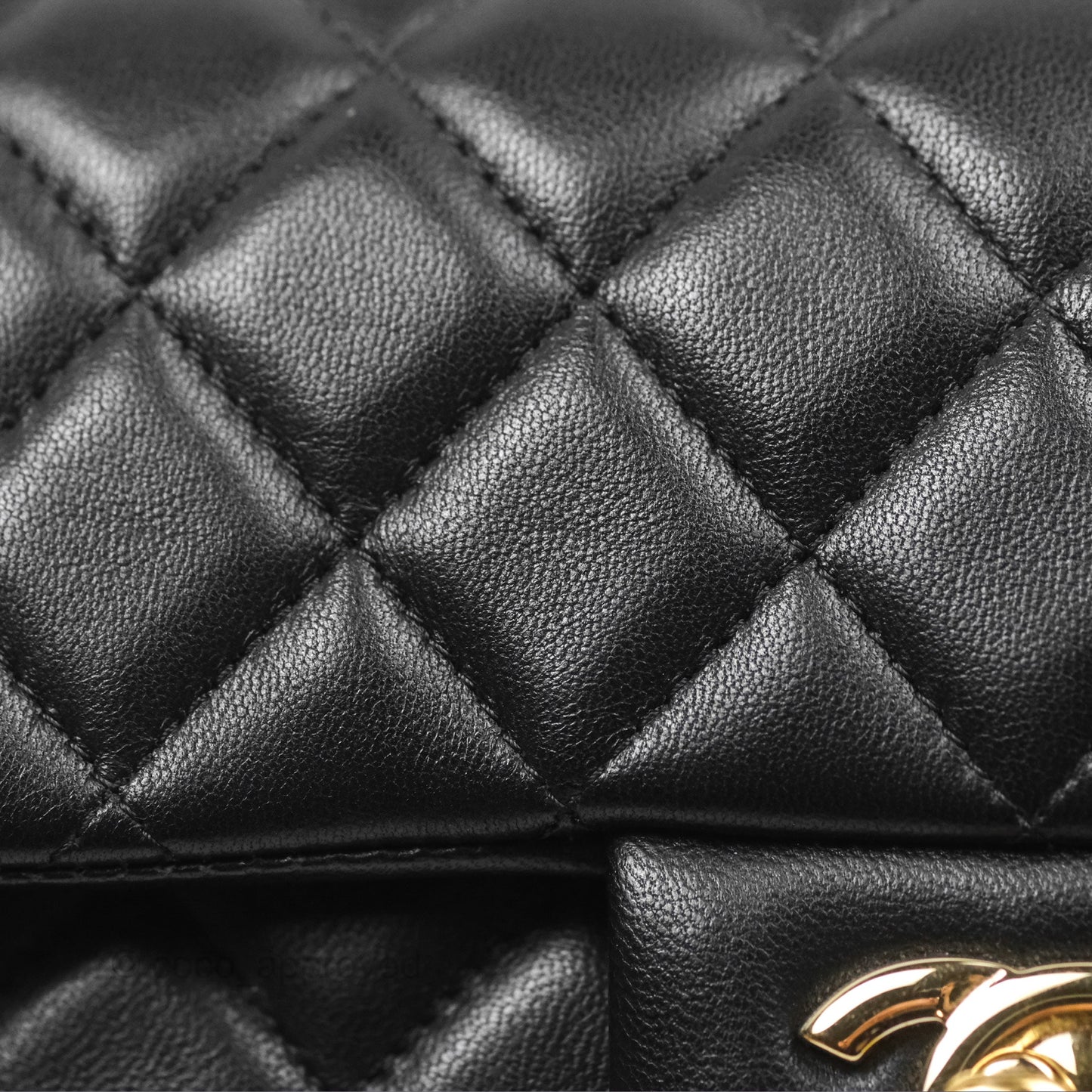 Chanel Quilted Mini Rectangular Flap Black Lambskin Gold Hardware