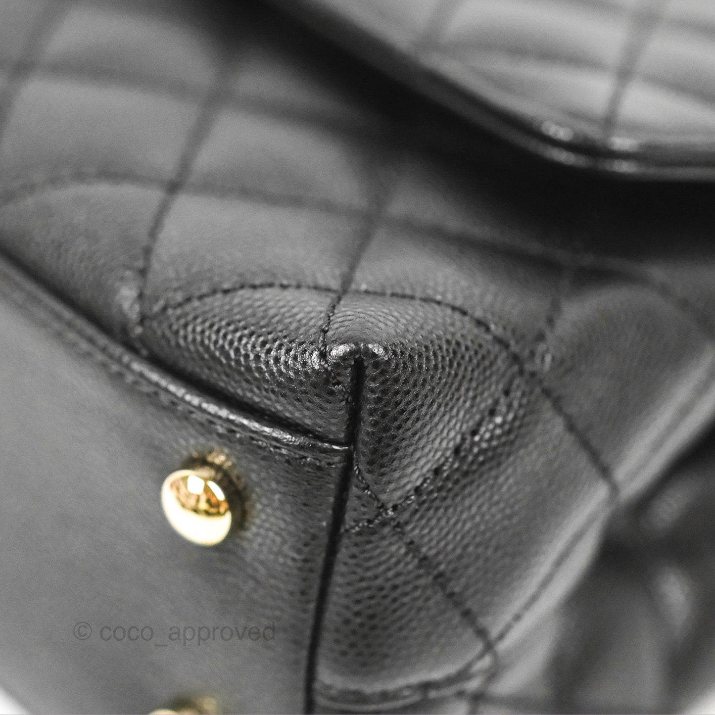 Chanel Small Quilted Coco Handle Black Caviar Gold Hardware