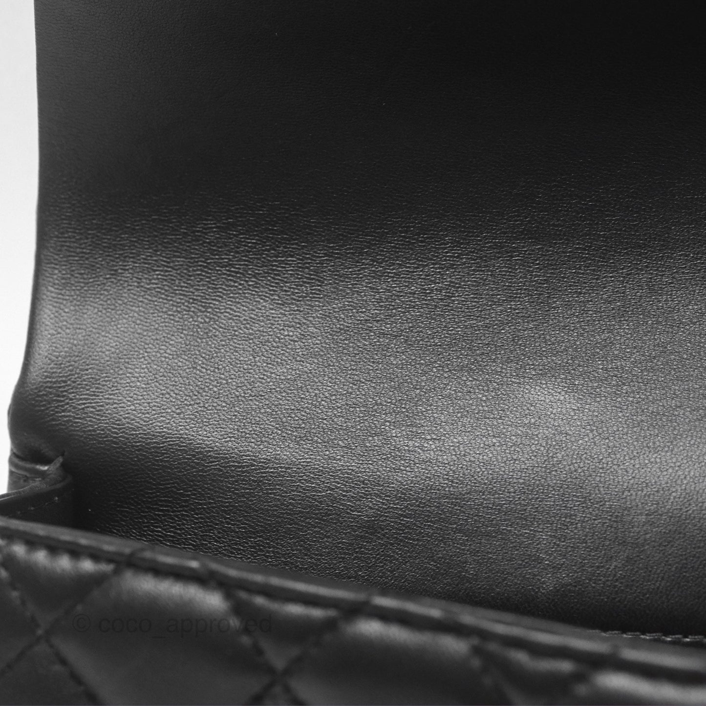 Chanel Logo Pearl Chain Flap Bag Black Lambskin Gold Hardware