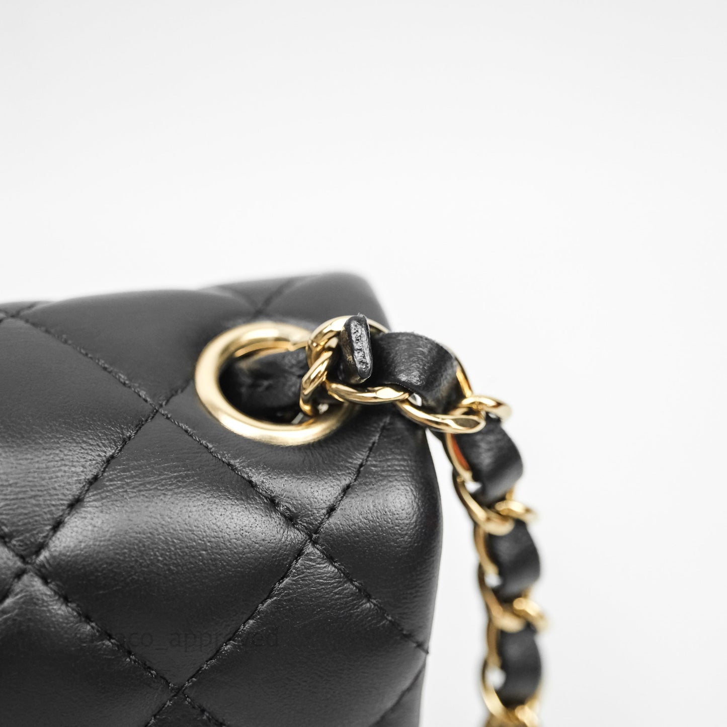 Chanel Mini Square Quilted Black Lambskin Gold Hardware