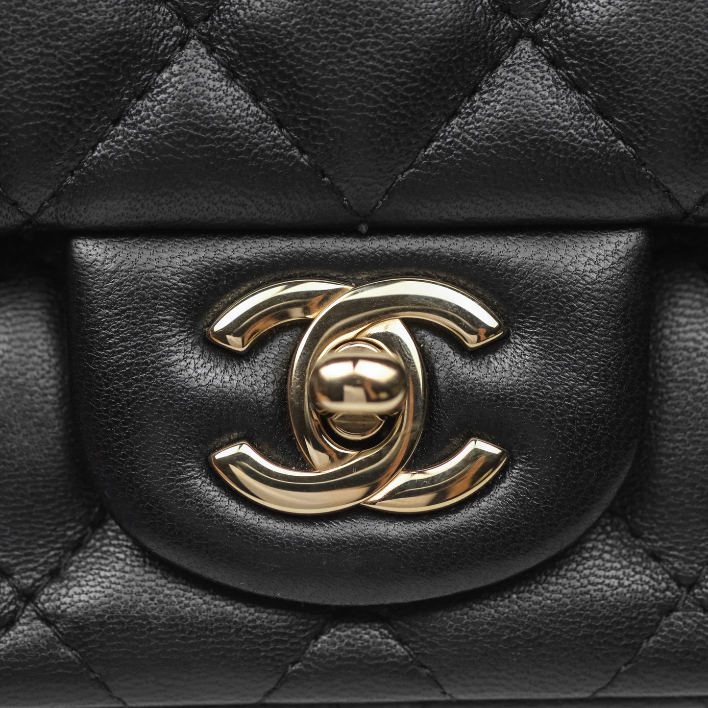 Chanel Mini Square Black Lambskin Gold Hardware
