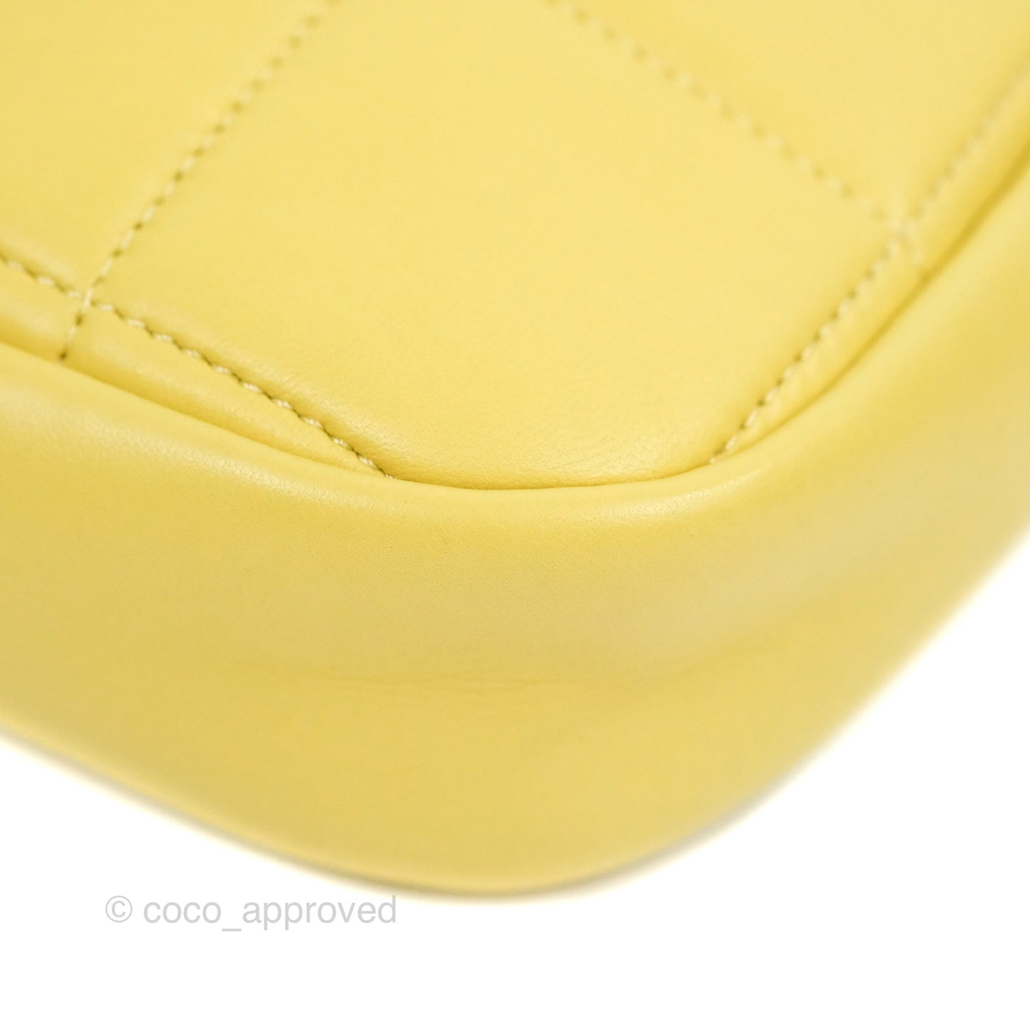 Chanel Small Quilted Diamond Cut Bag Yellow Lambskin Aged Gold Hardware