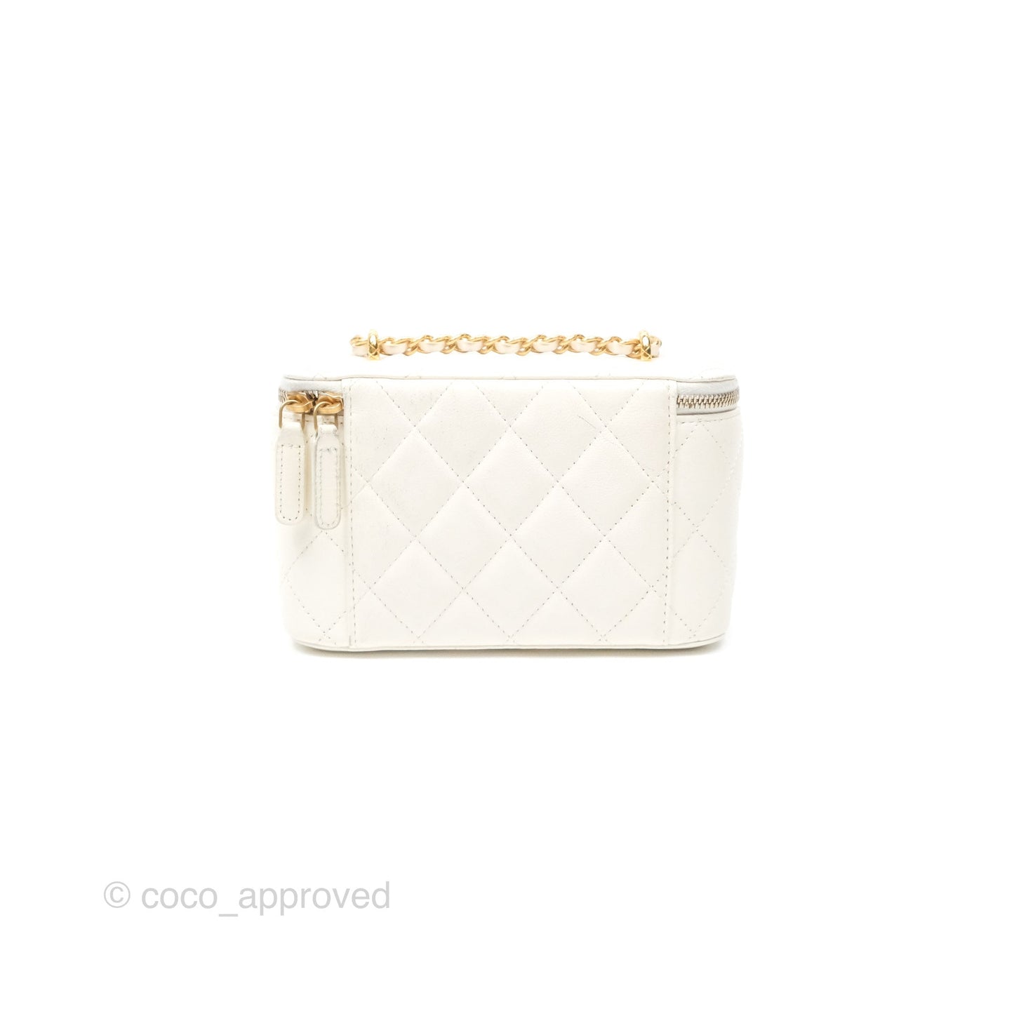 Chanel Vanity with Double Chain White Shiny Lambskin 23C