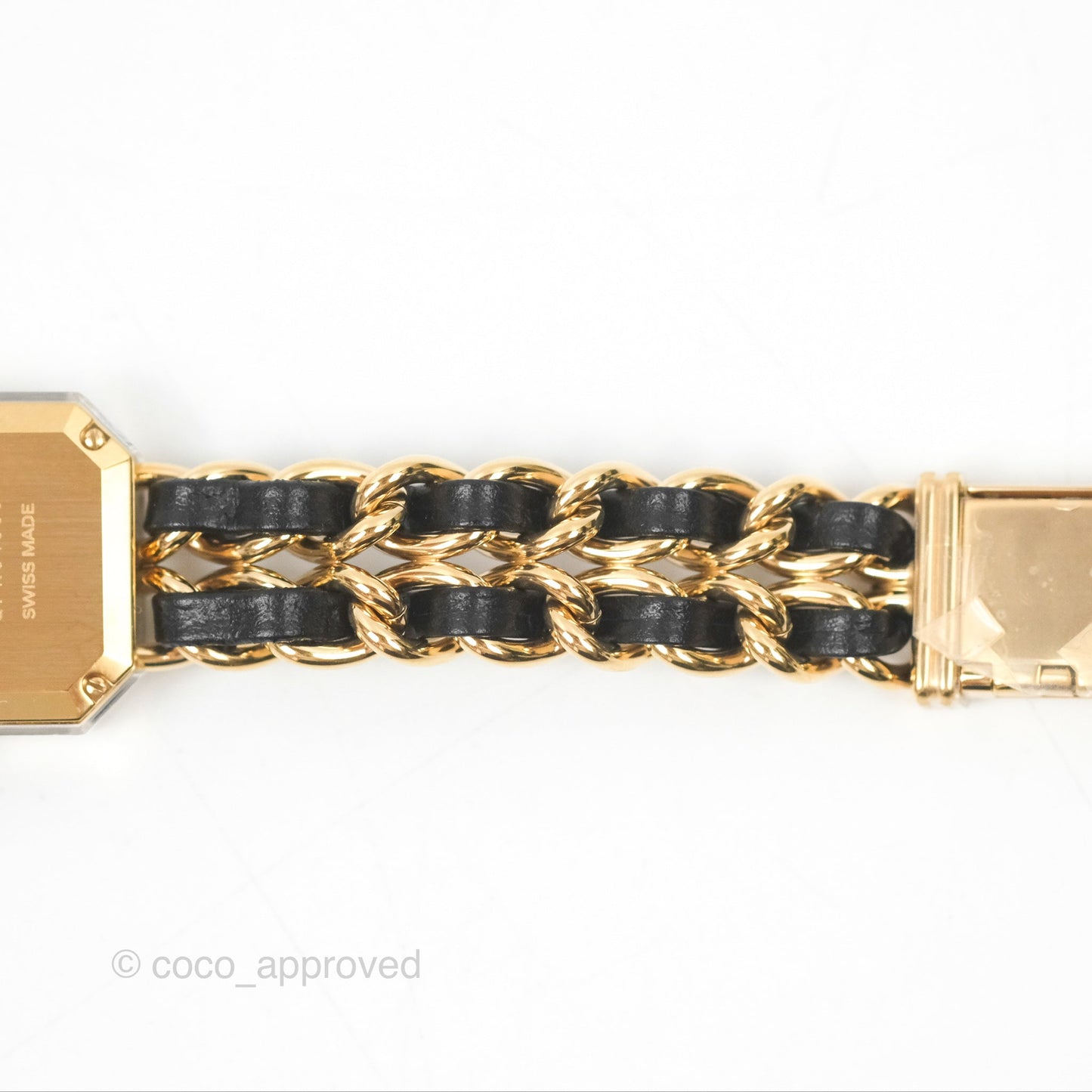 Chanel Première Watch Black Leather Gold Tone Size S