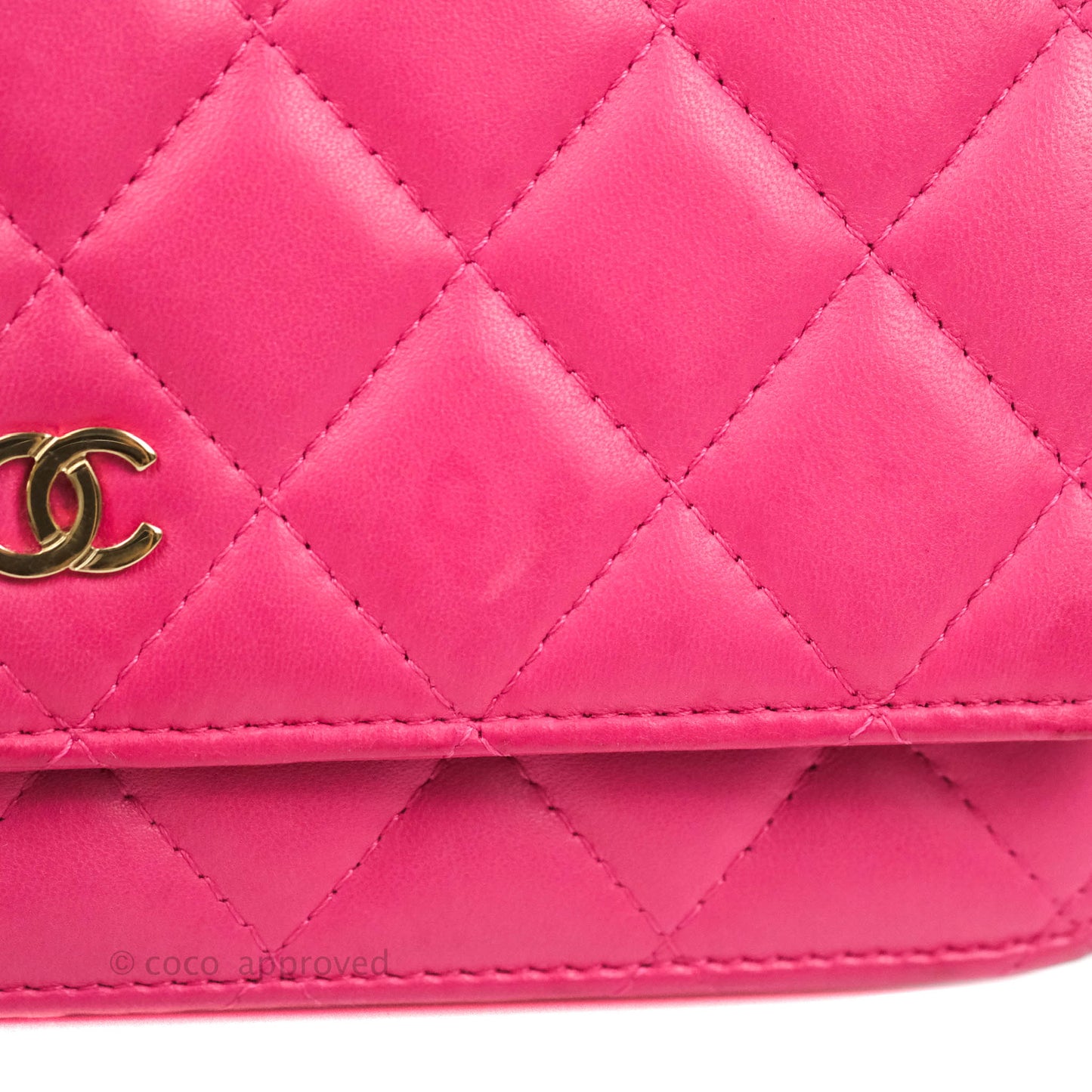 Chanel Quilted Wallet on Chain WOC Pink Lambskin Gold Hardware