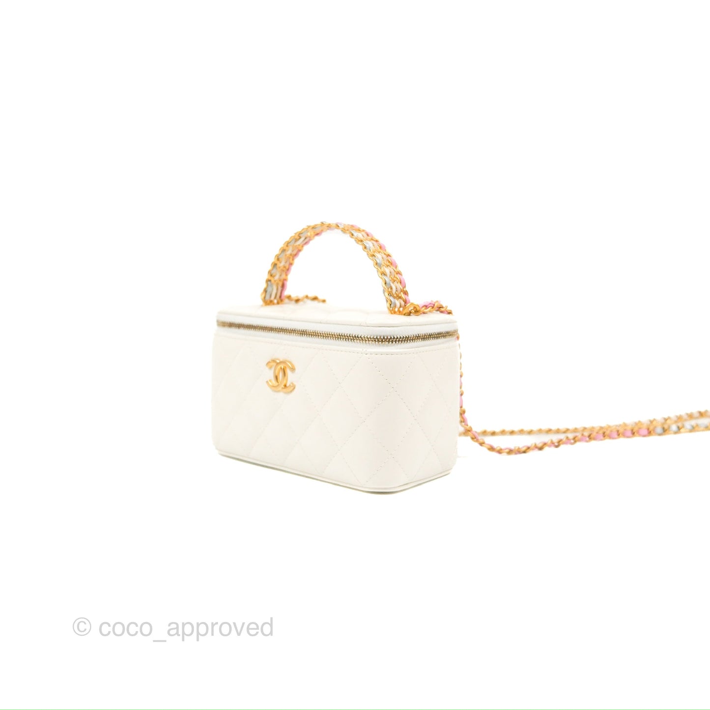 Chanel Rainbow Top Handle Vanity White Glazed Lambskin 23P