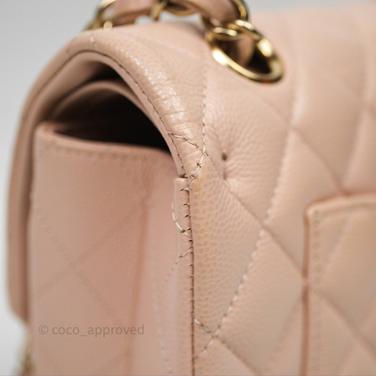 Chanel Small Classic Flap Quilted Rose Clair Caviar Gold Hardware