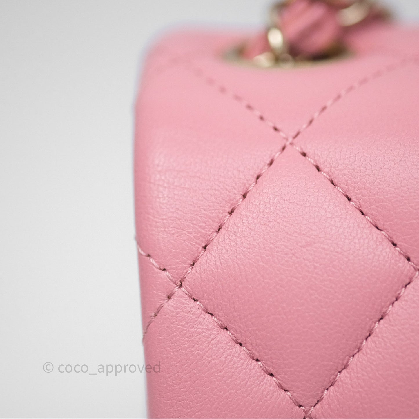 Chanel Mini Square Flap Quilted Pink Lambskin Gold Hardware