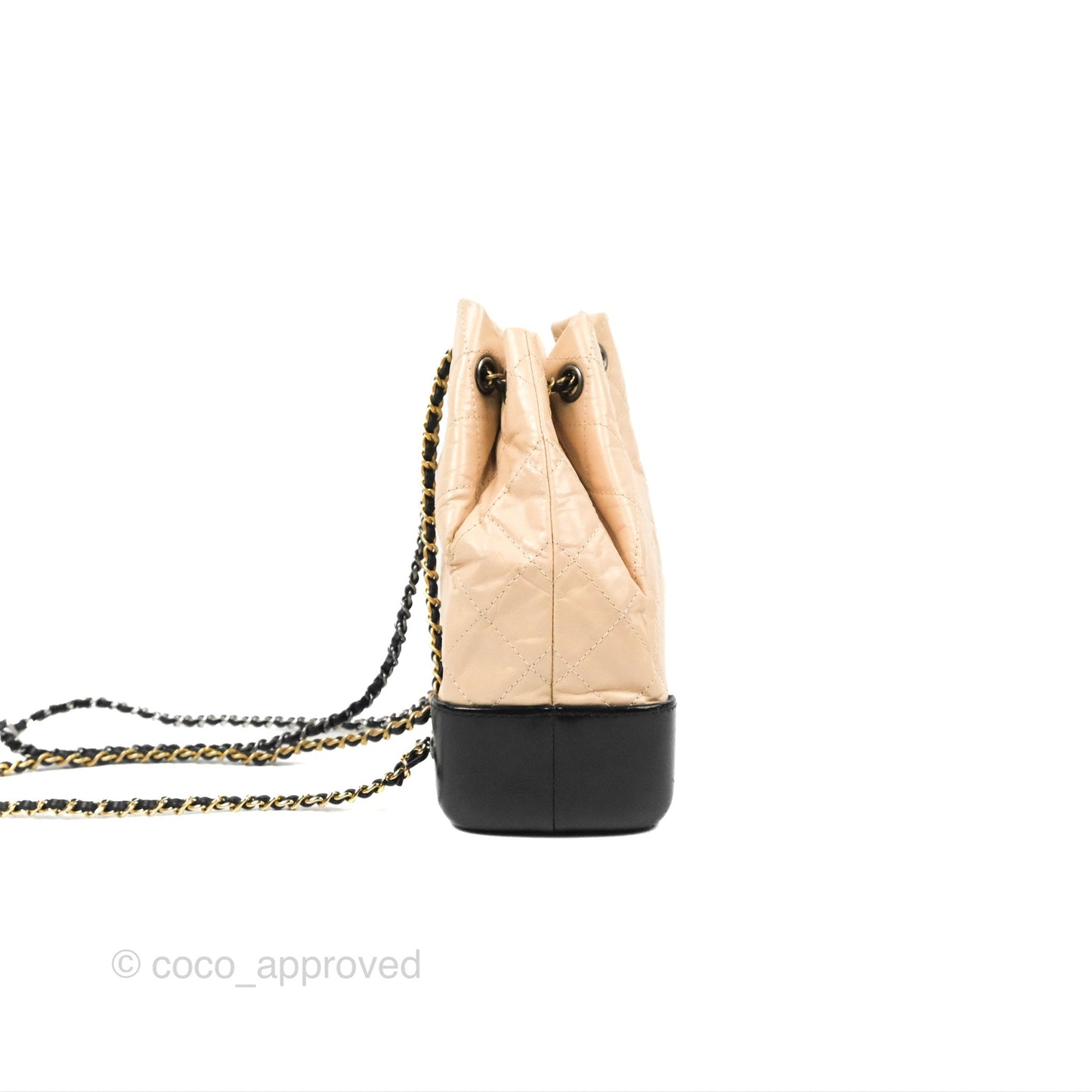 Chanel Small Gabrielle Backpack Beige Black Aged Calfskin