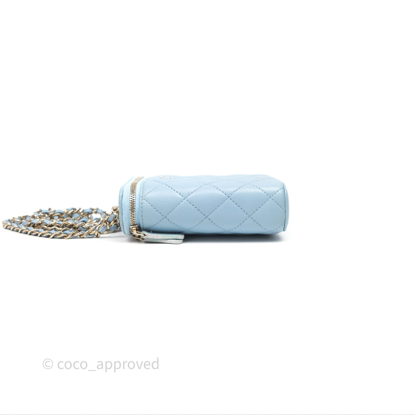 Chanel Classic Mini Vanity With Chain Light Blue Caviar Gold Hardware