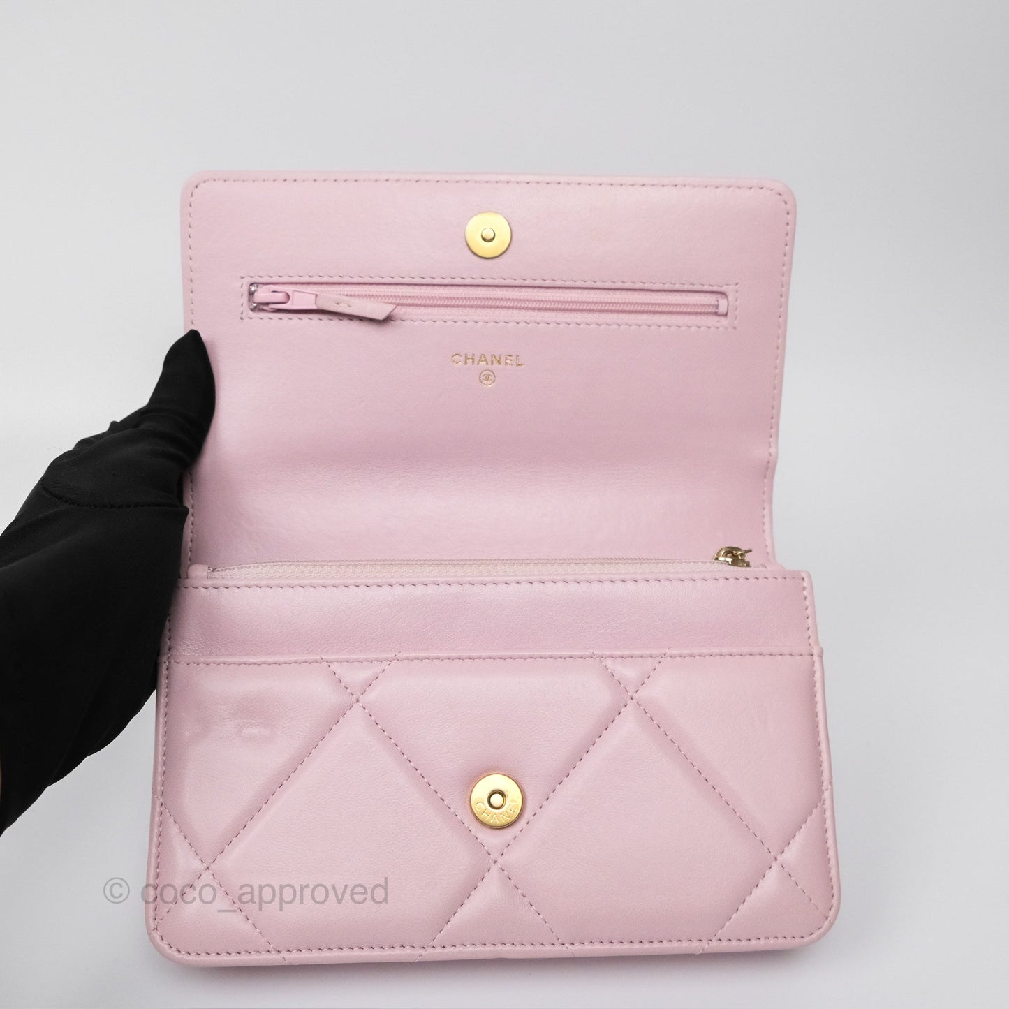 Chanel 19 Wallet on Chain WOC Light Pink Lambskin Mixed Hardware