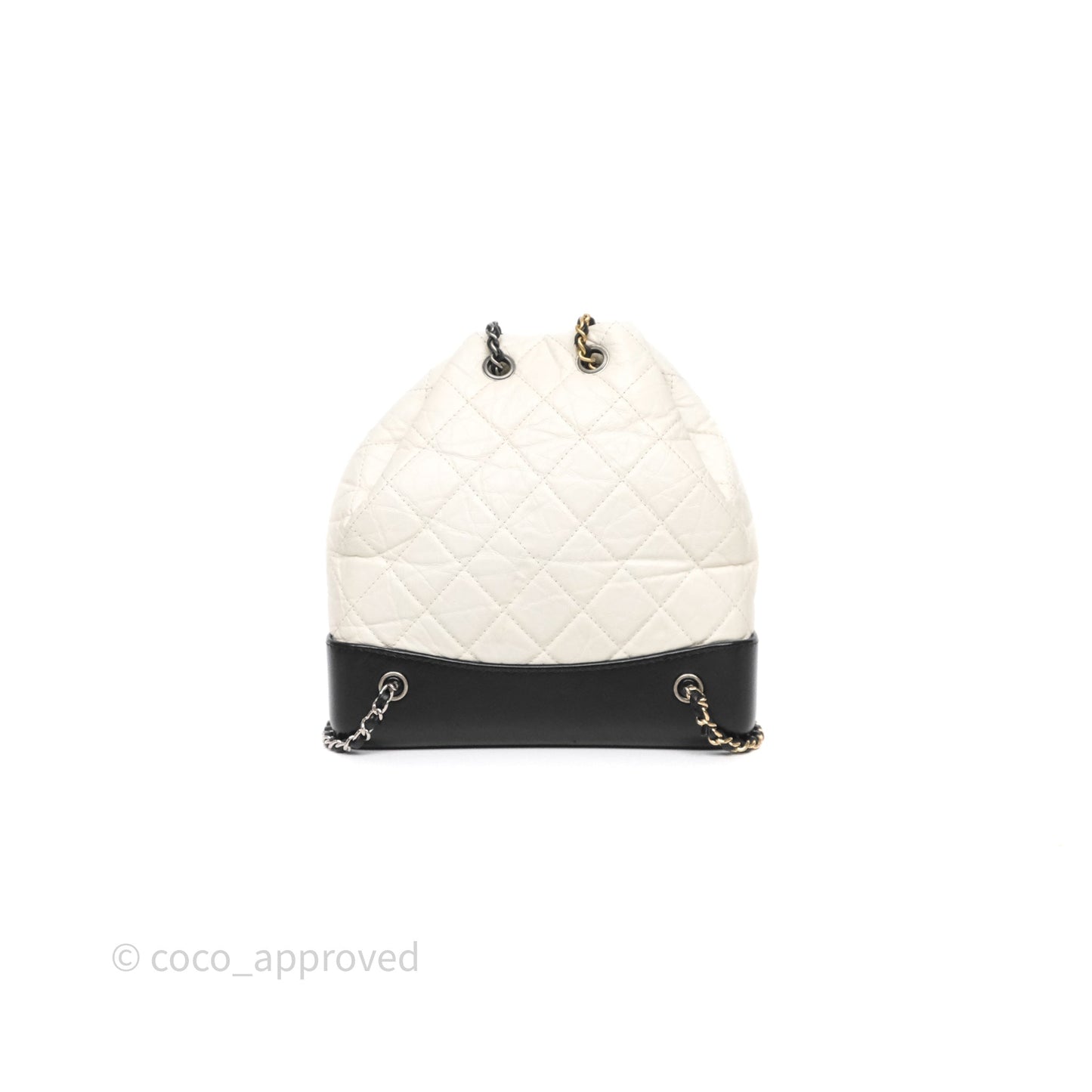 Chanel Small Gabrielle Backpack White Black Aged Calfskin
