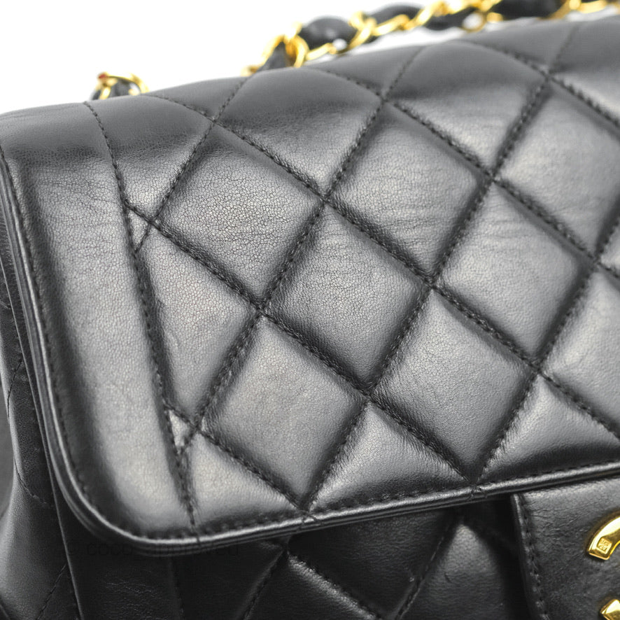 Chanel Vintage Small Flap Bag Black Lambskin 24K Gold Hardware