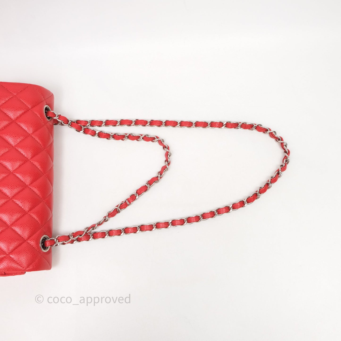 Chanel Small Classic Flap Quilted Red Caviar Silver Hardware