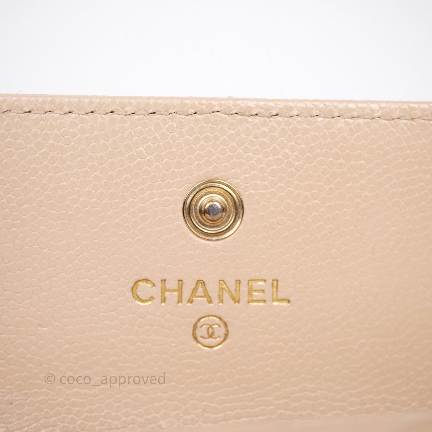 Chanel Pearl CC Flap Card Holder Beige Caviar Gold Hardware