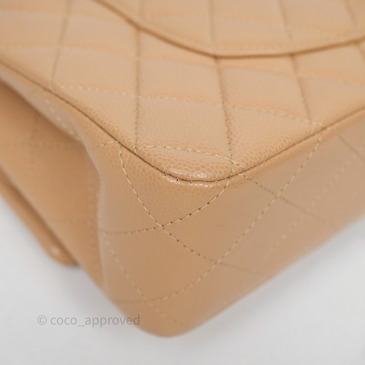 Chanel Classic M/L Medium Flap Quilted Dark Beige Caviar Gold Hardware
