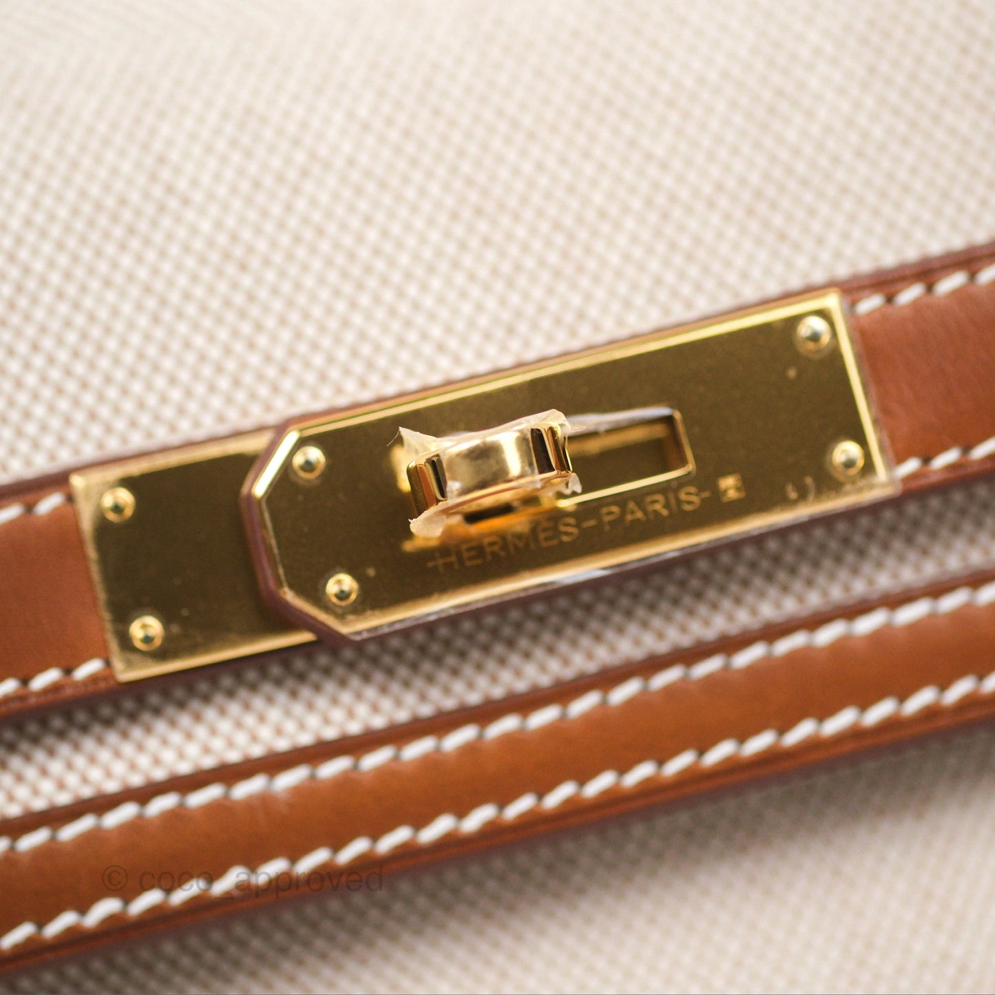 Hermès Kelly Depeches 25 Pouch Ecru-beige 14 Toile H/ Fauve 34 Barenia Gold Hardware