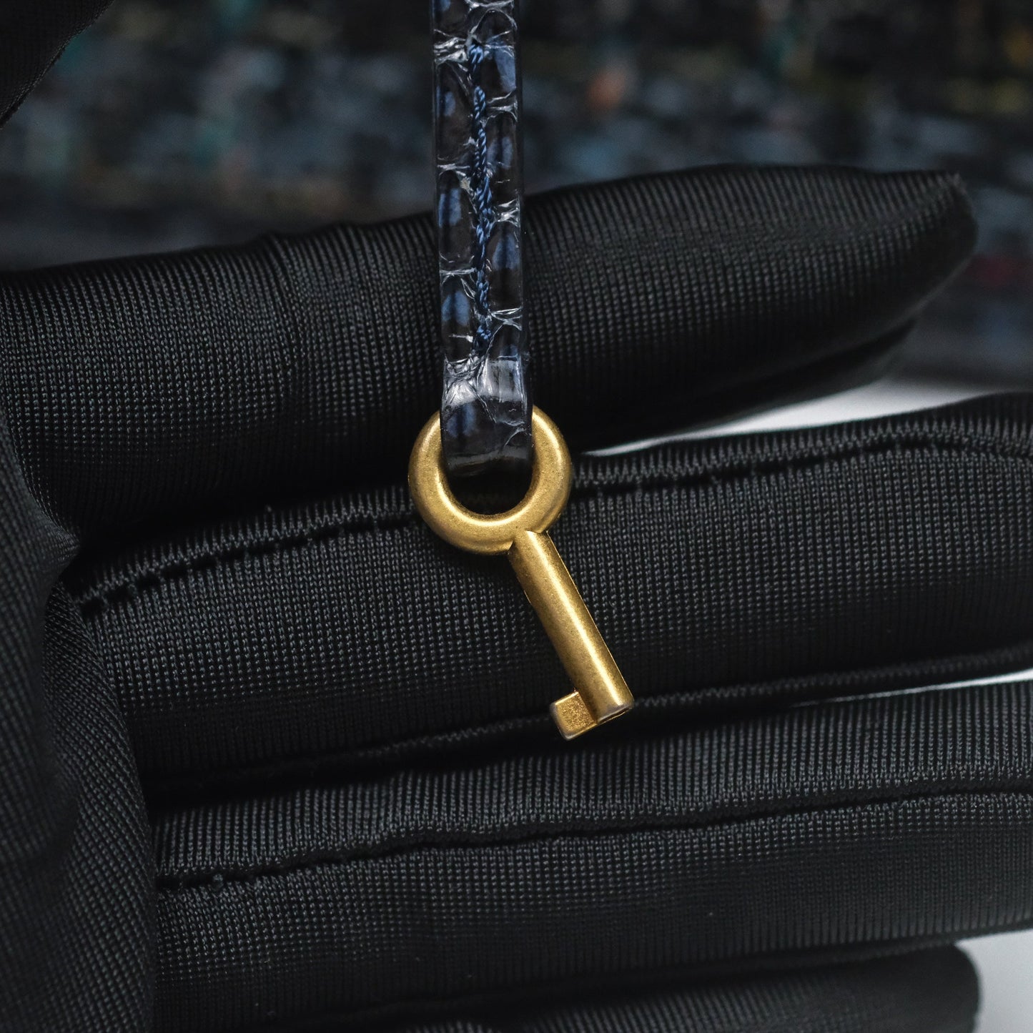 Chanel Medium CC Filigree Vanity Case Navy Tweed Python