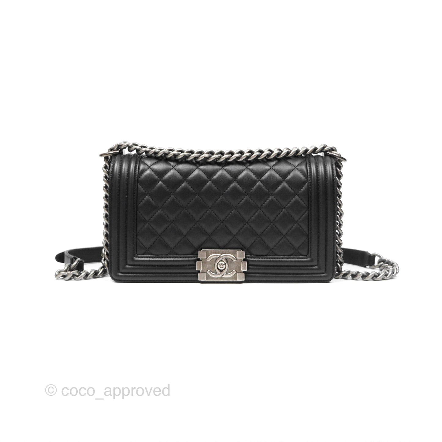 Chanel Medium Boy Quilted Black Calfskin Ruthenium Hardware