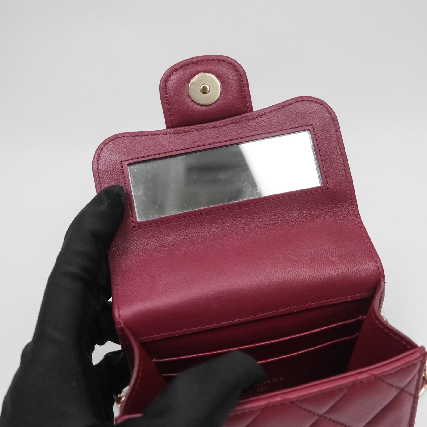Chanel Mini Top Handle Flap Bag Red Lambskin Gold Hardware