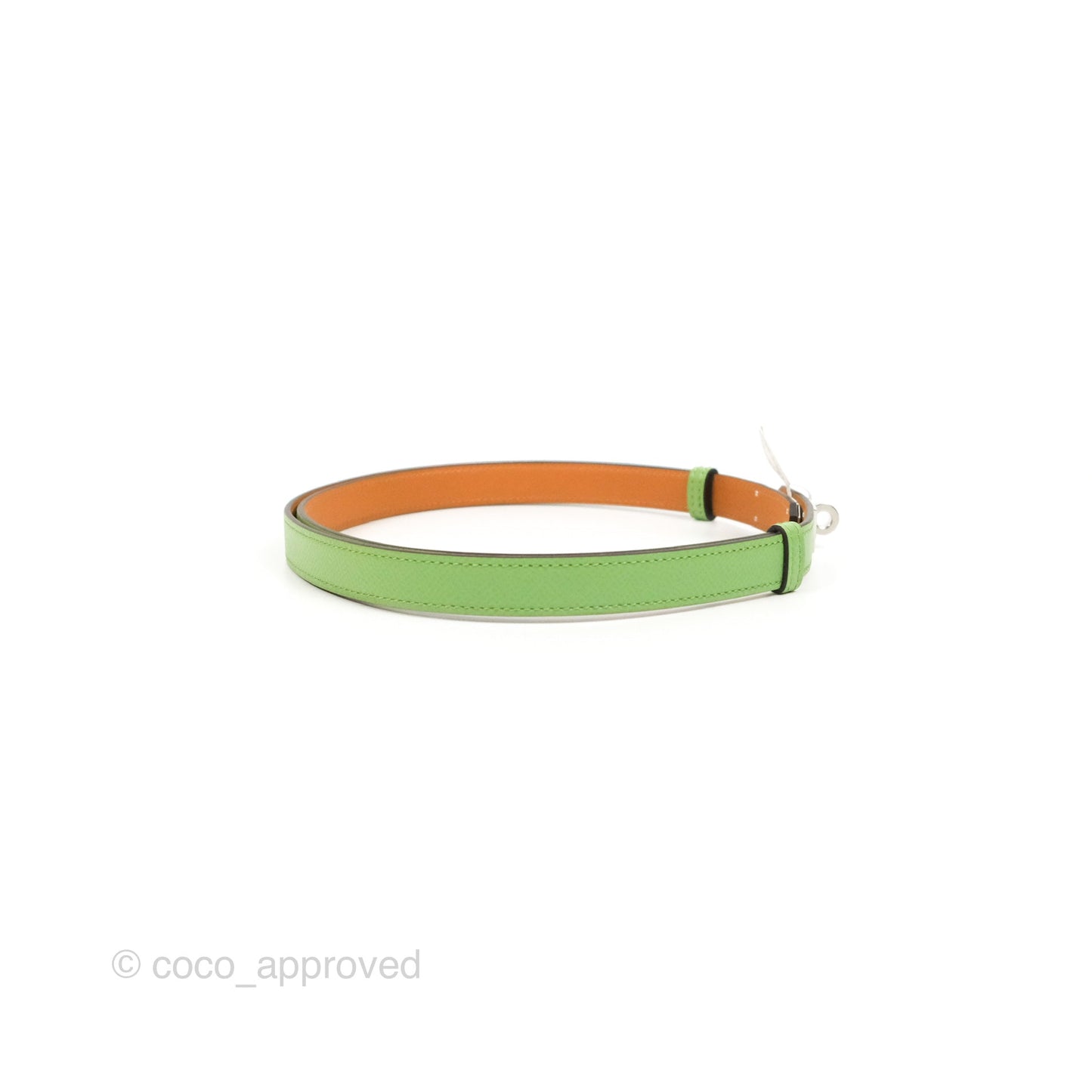 Hermès Kelly (Pocket) Belt 18 Vert Criquet / Chai Epsom Palladium Hardware