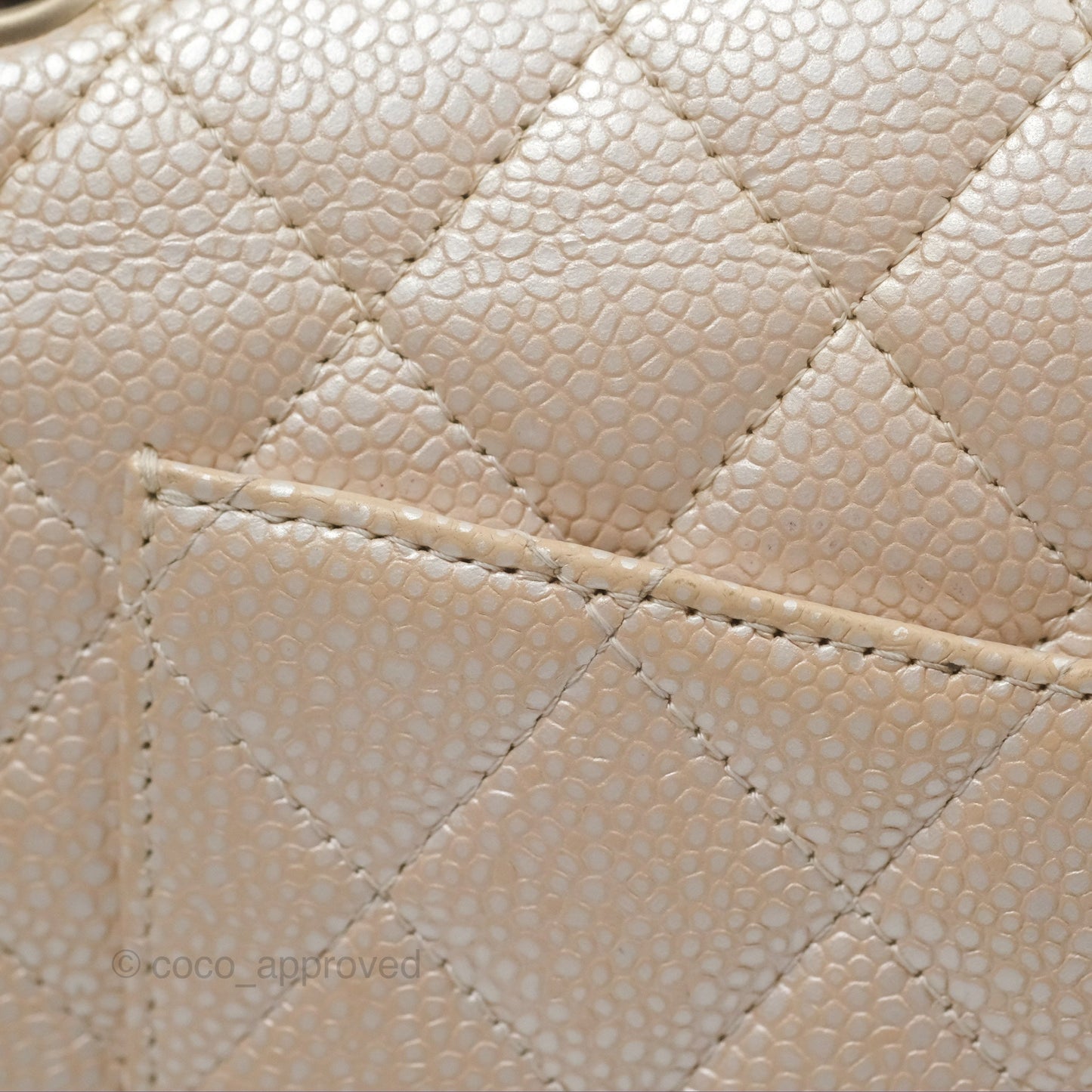 Chanel Classic M/L Medium Double Flap Iridescent Pearly Caviar Aged Gold Hardware⁣⁣