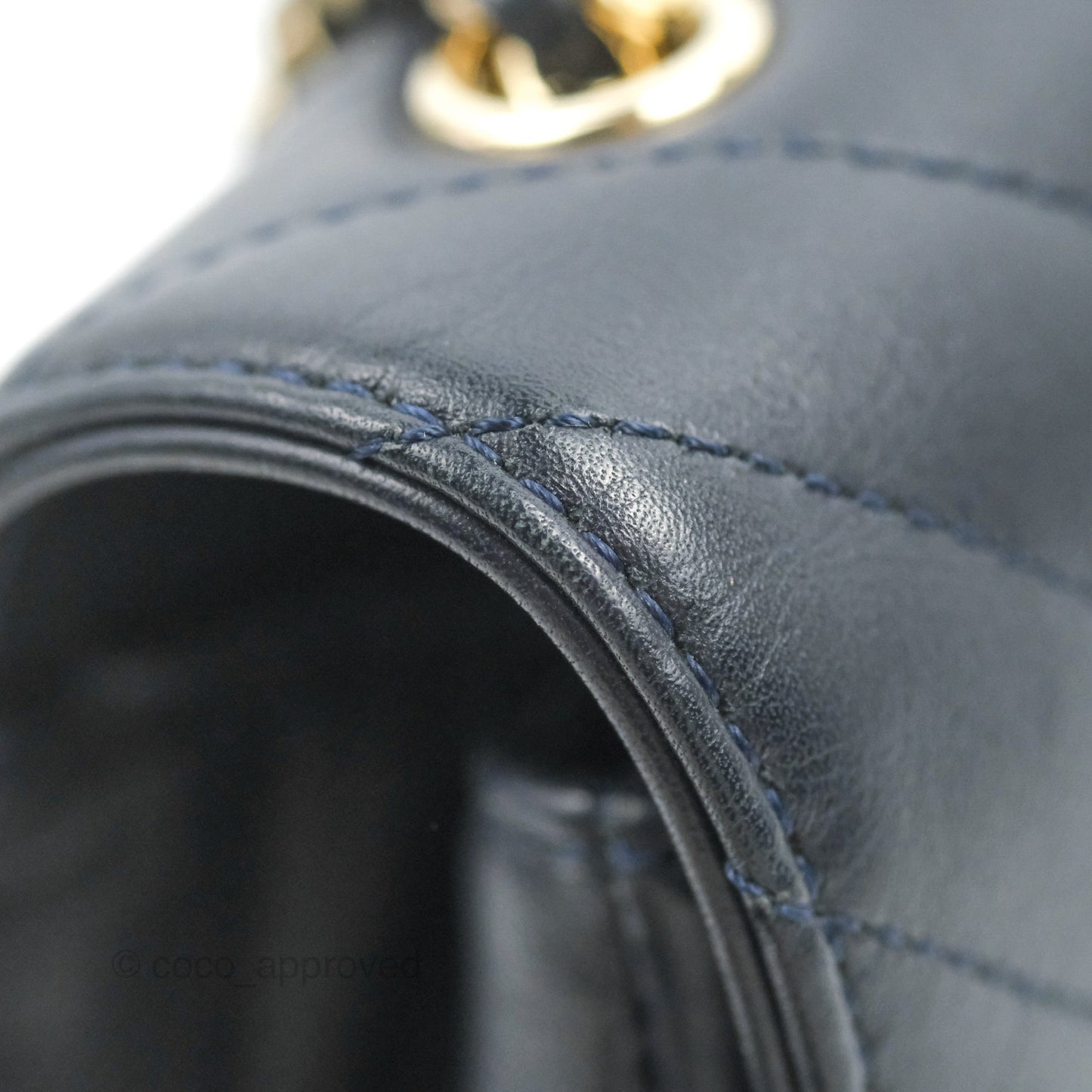 Chanel Medium Statement Chevron Flap Bag Navy Calfskin Gold Hardware