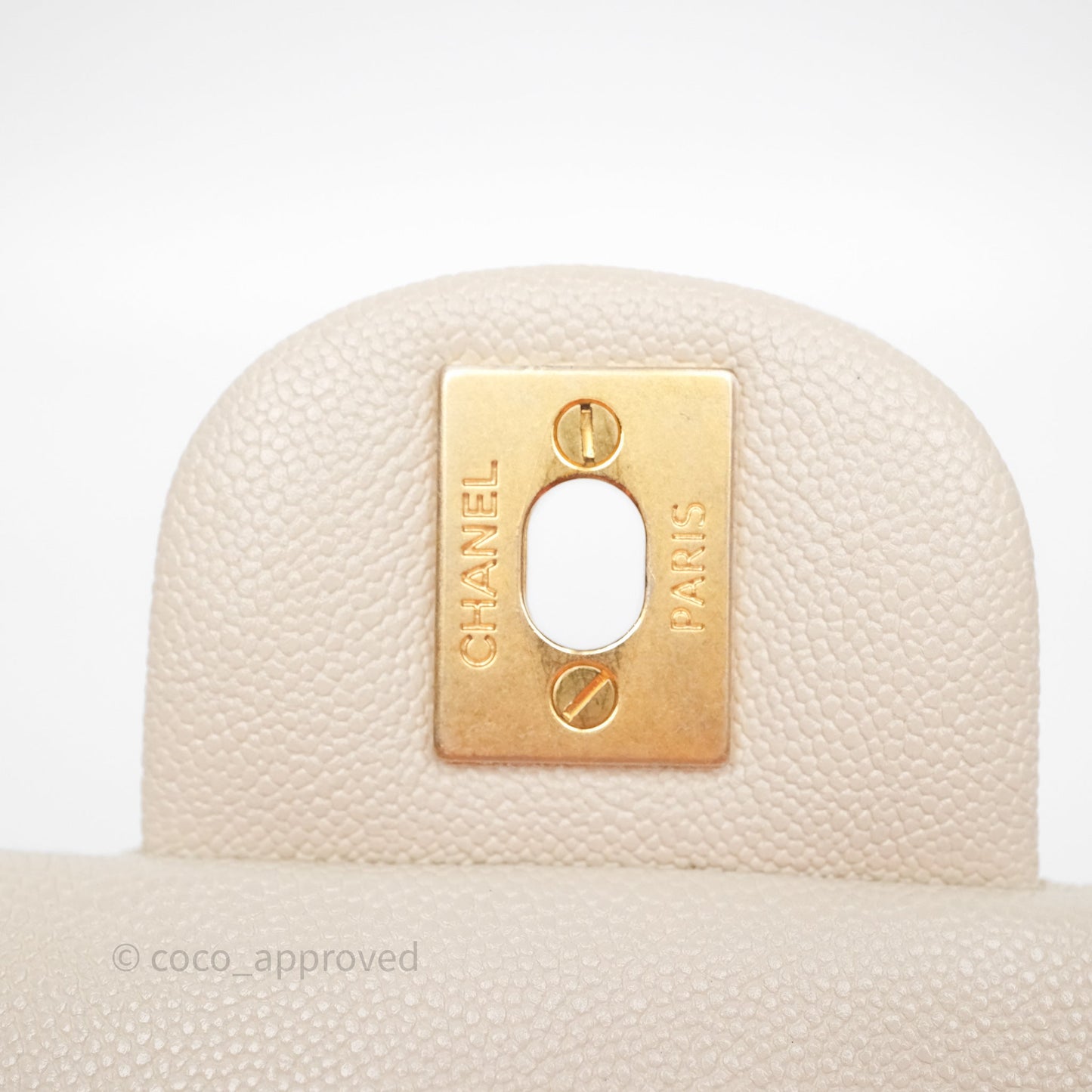 Chanel Top Handle Mini Rectangular Flap Bag Ivory Beige Caviar Gold Hardware