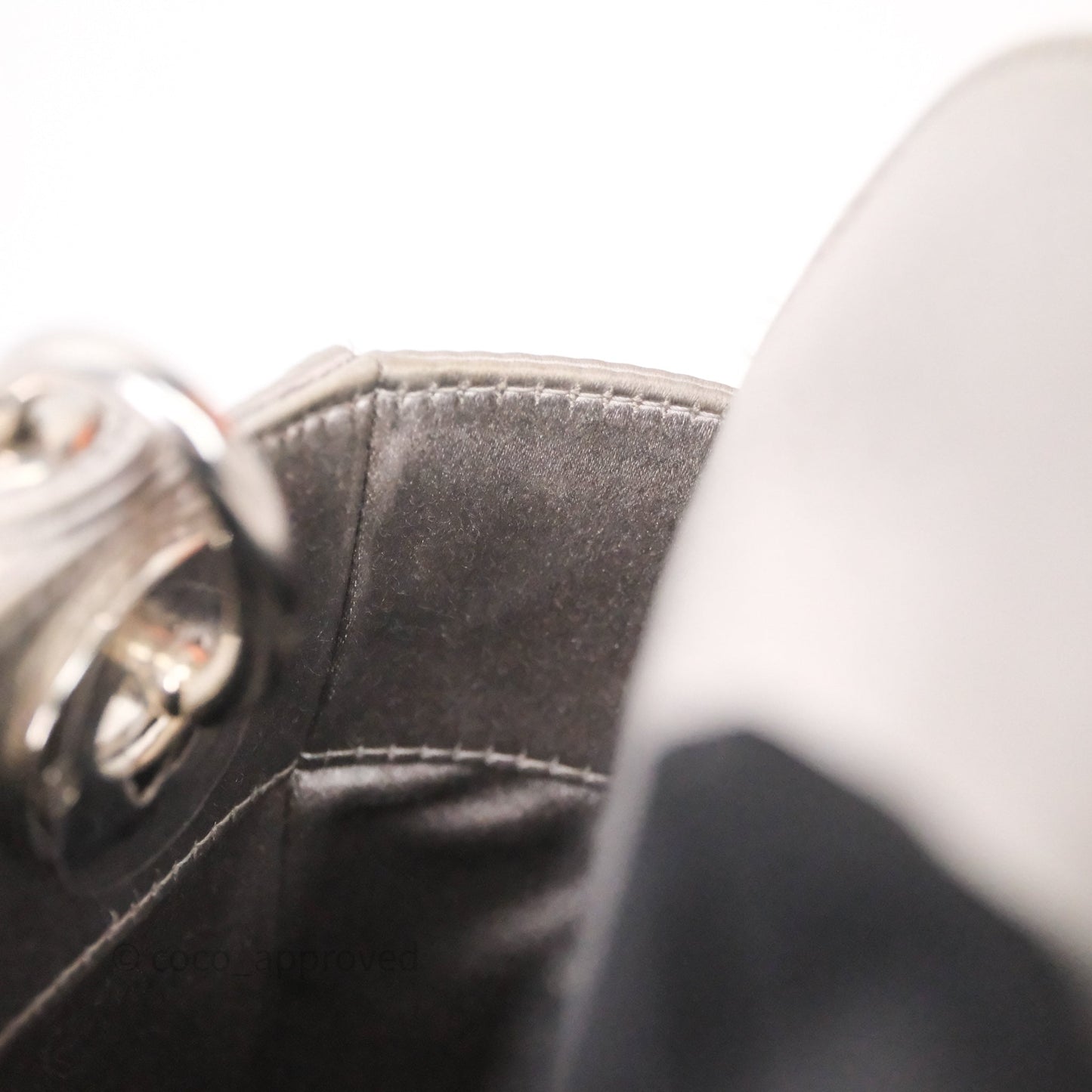 Christian Dior Mini Lady Dior Bag Grey Strass Cannage Satin Silver Hardware