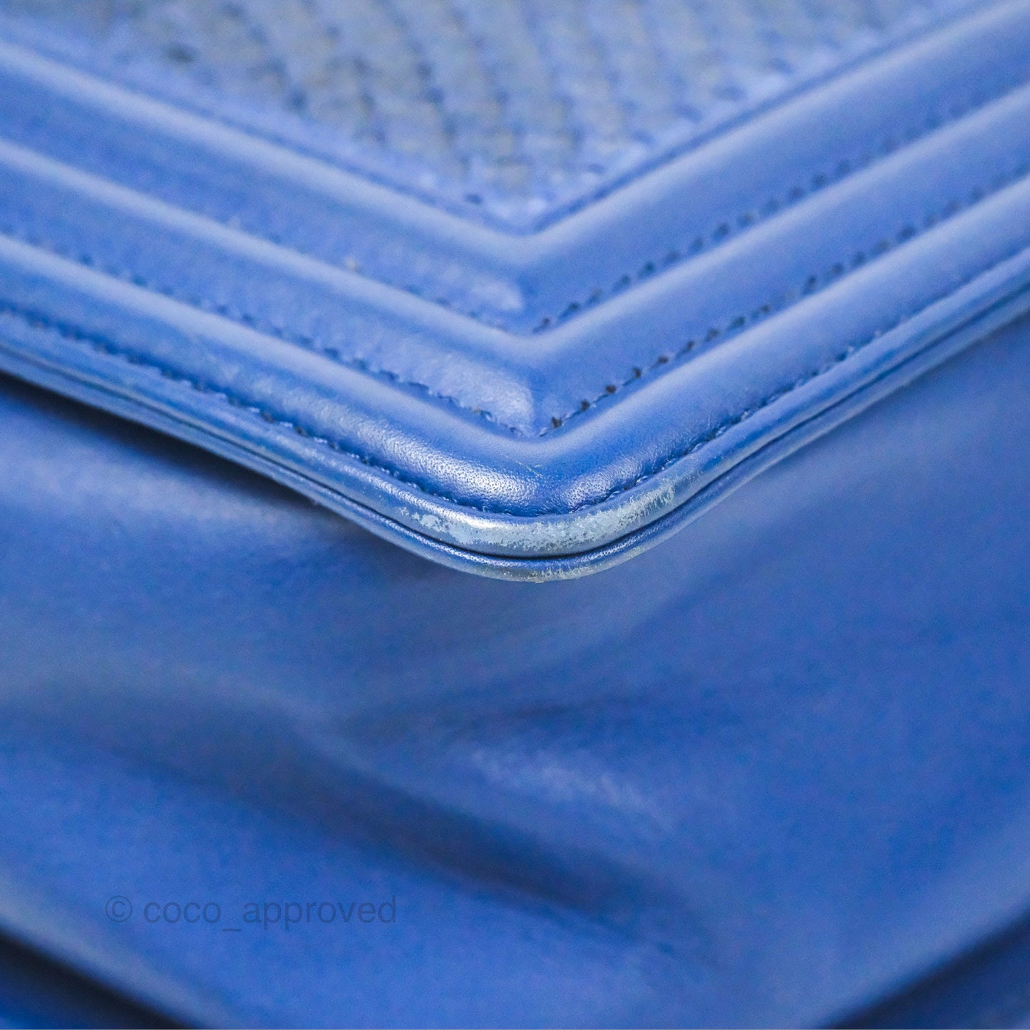 Chanel Medium Boy Blue Python Matte Silver Hardware