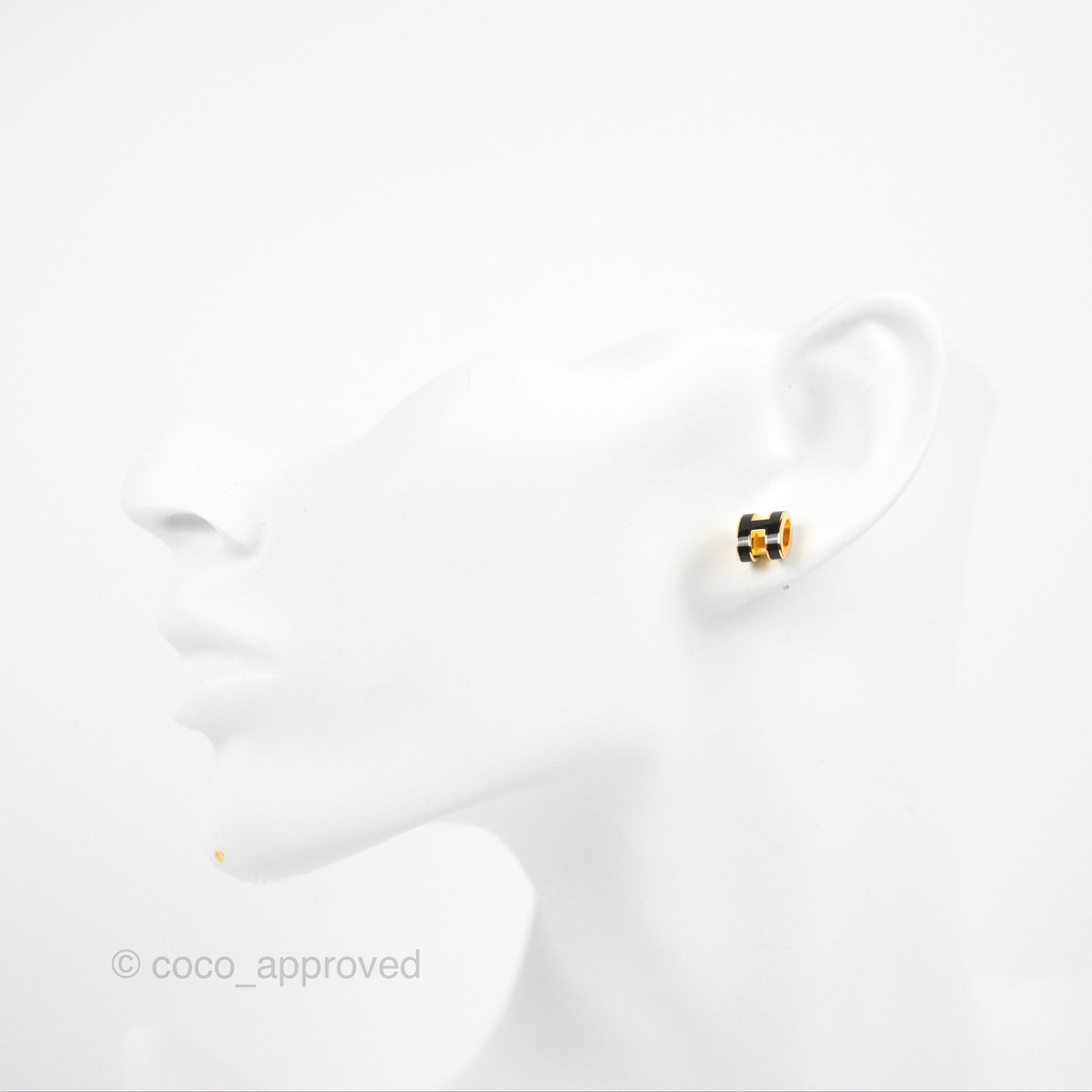 Hermès Mini Pop H Earrings Black Gold