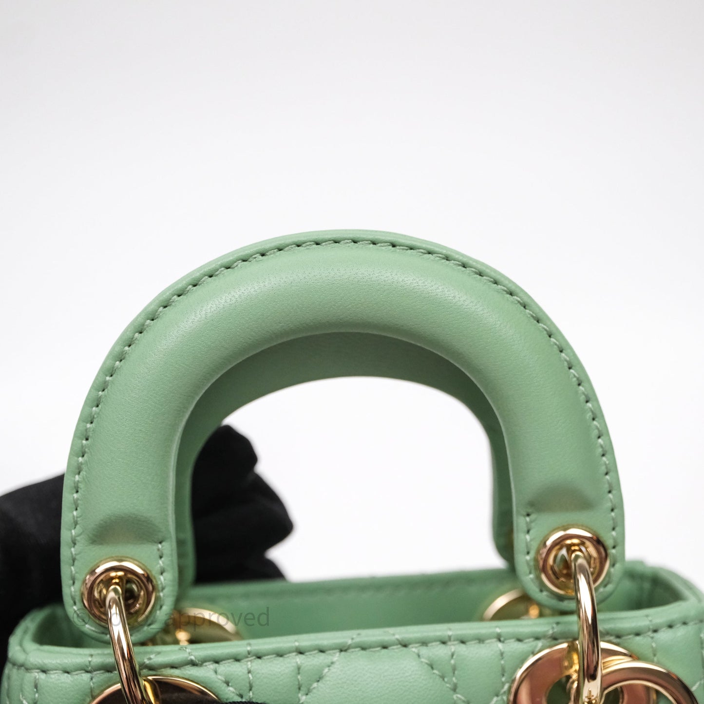 Christian Dior Micro Lady Dior Green Lambskin Cannage Gold Hardware