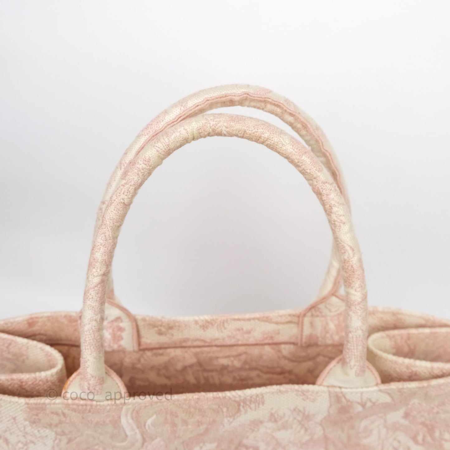 Christian Dior Medium Book Tote Ecru and Pink Toile de Jouy Embroidery