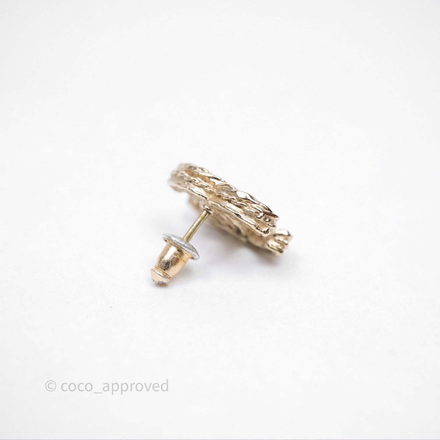 Chanel CC Crystals Earrings Gold Tone 13B