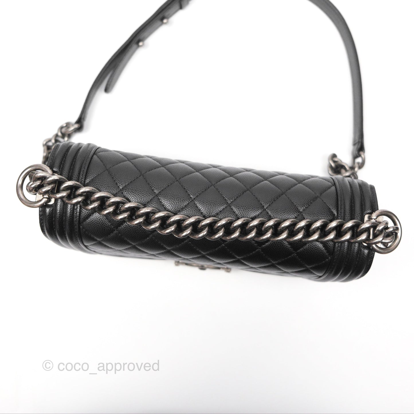 Chanel Medium Boy Quilted Black Caviar Ruthenium Hardware