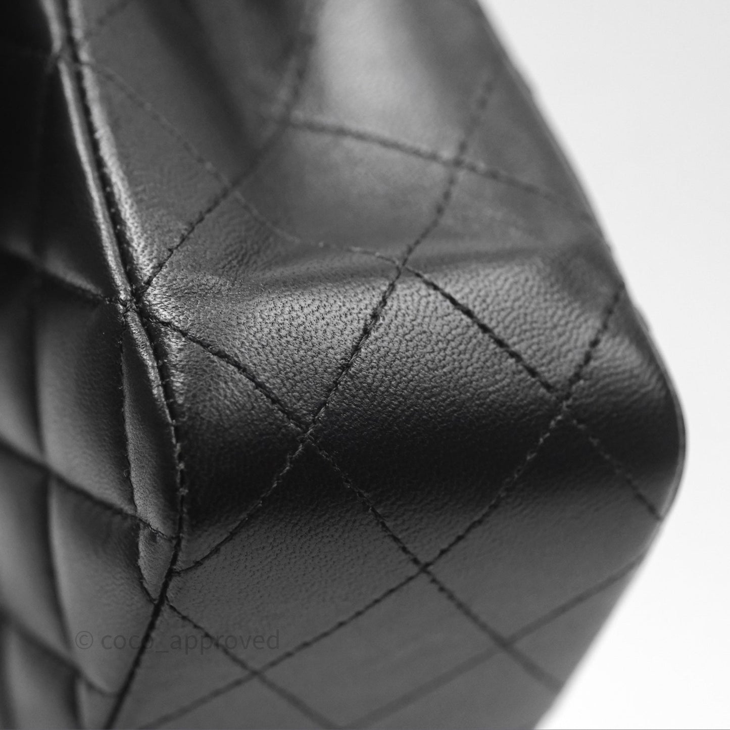 Chanel Classic M/L Medium Flap Quilted Black Lambskin Silver Hardware